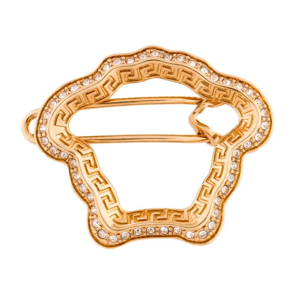 Versace Medusa Shape Embellished Hair Pin - Picture 4 of 5